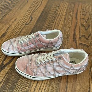 Sandy Liang x Vans pink velvet sneakers with chain detail